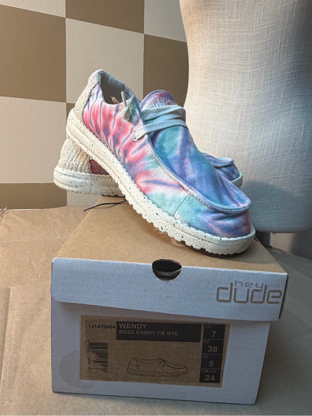 Hey Dude Wendy Rose Candy Tie-Dye Slip-On Moccasins - Pink, Blue, Purple